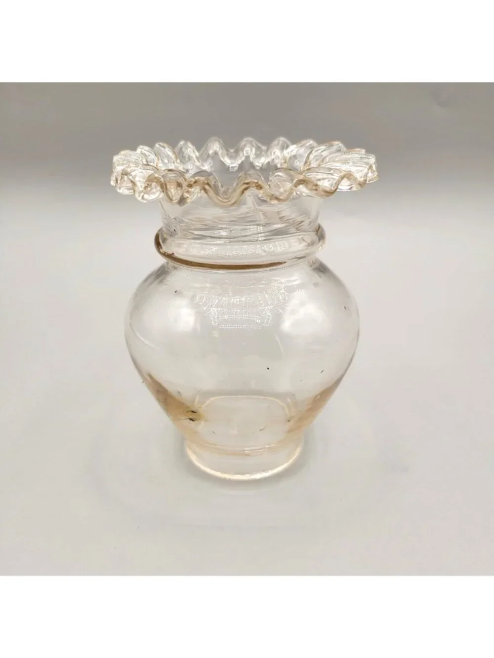 Peach Glass Lamp Shade Vintage Blown Glass Crimped Edge